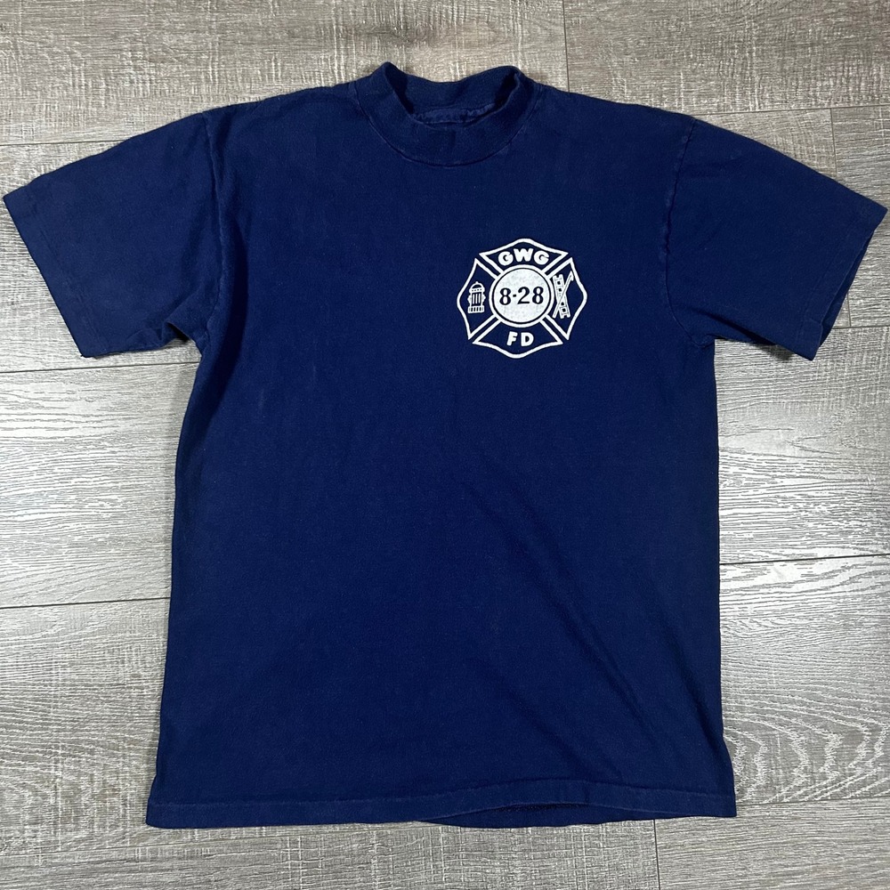 Navy Blue‎ Firefighter FD Graphic T Shirt GWG 828 Short Sleeve Casual Mens L